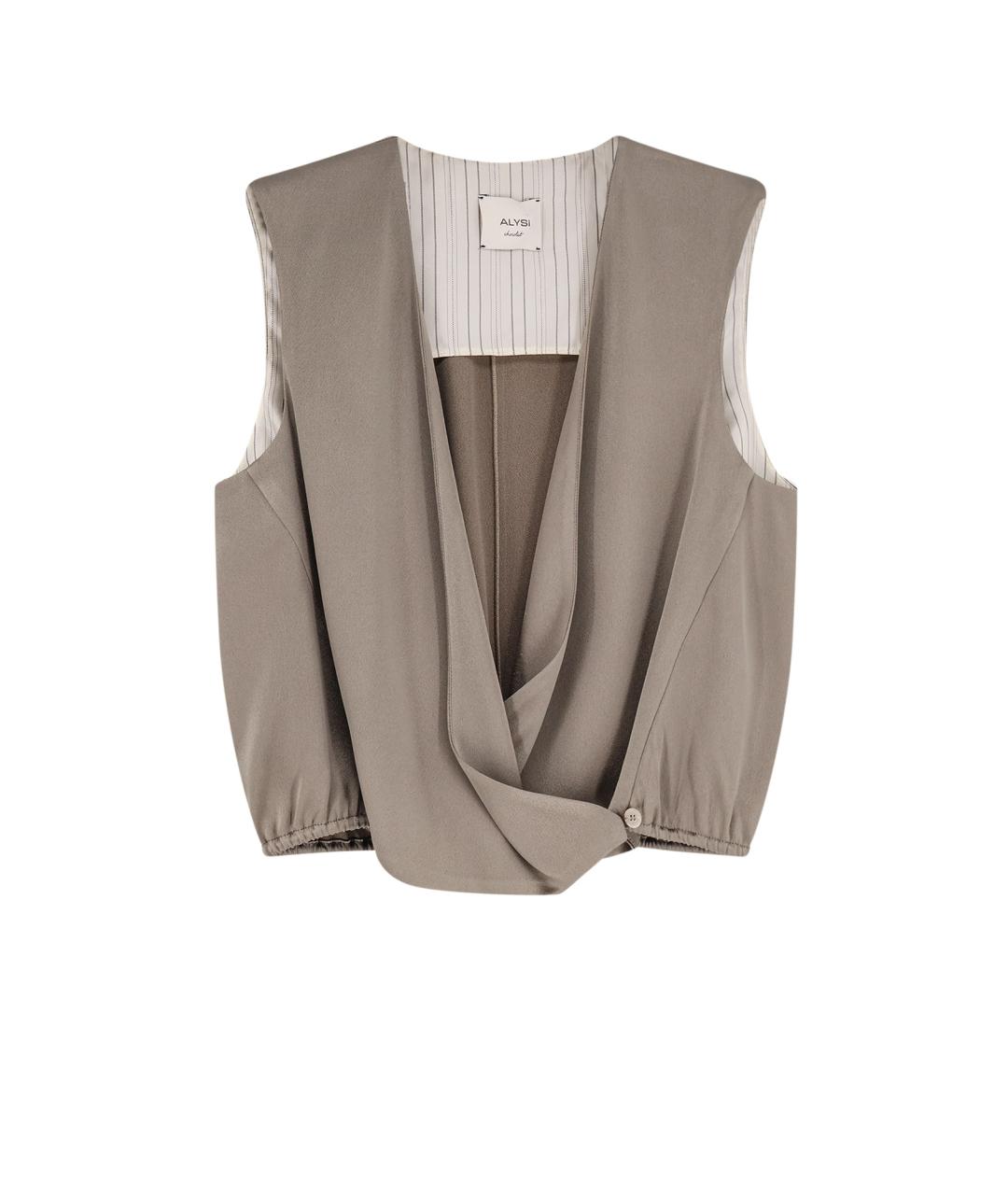 ALYSI Бежевая ацетатная футболка, фото 4