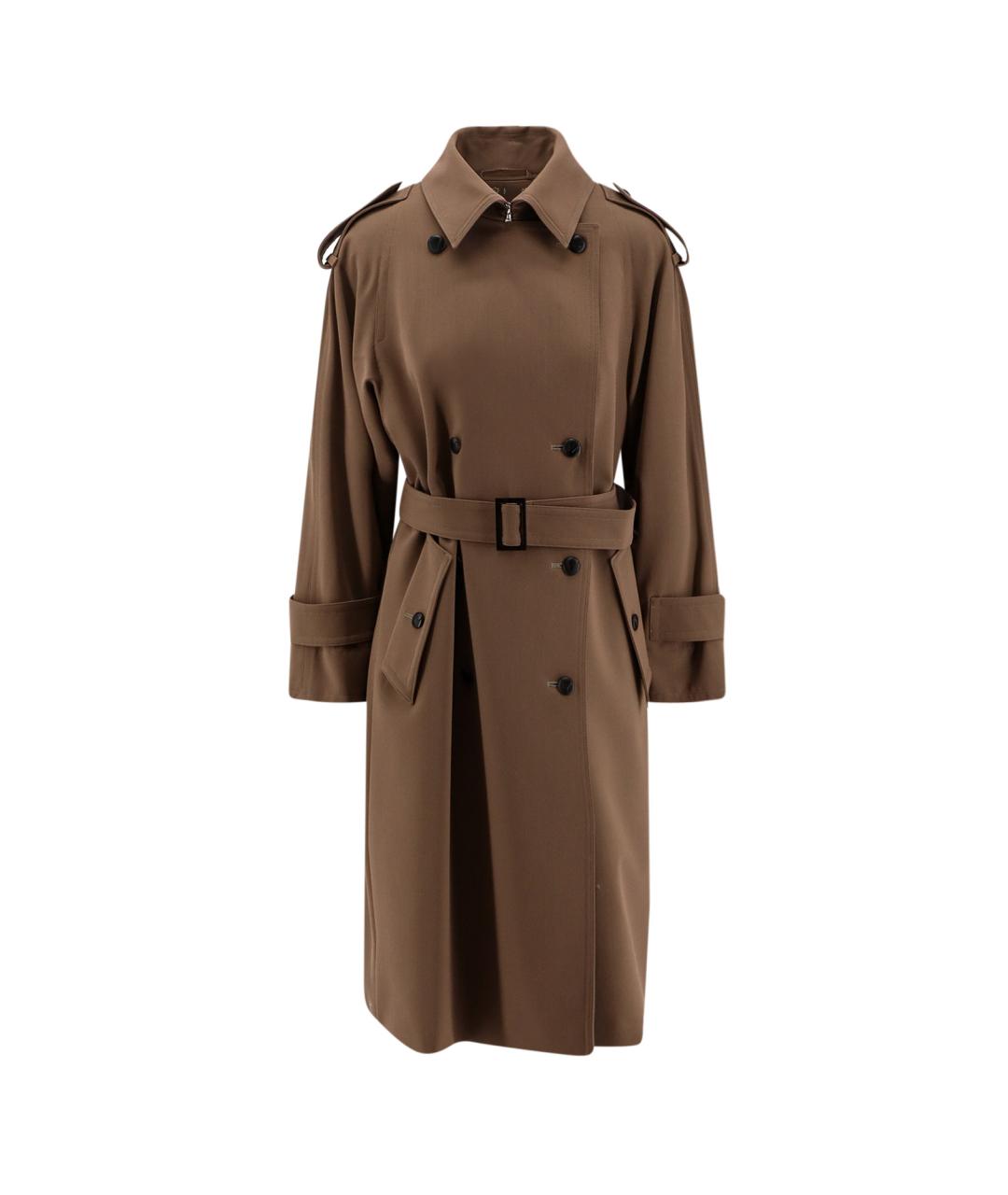 MAX MARA Коричневый шерстяной тренч/плащ, фото 1