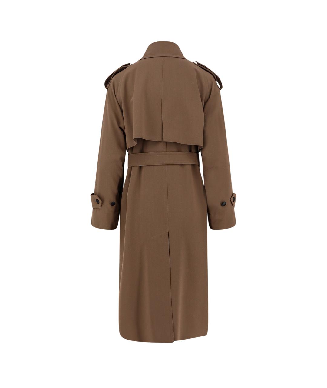 MAX MARA Коричневый шерстяной тренч/плащ, фото 2