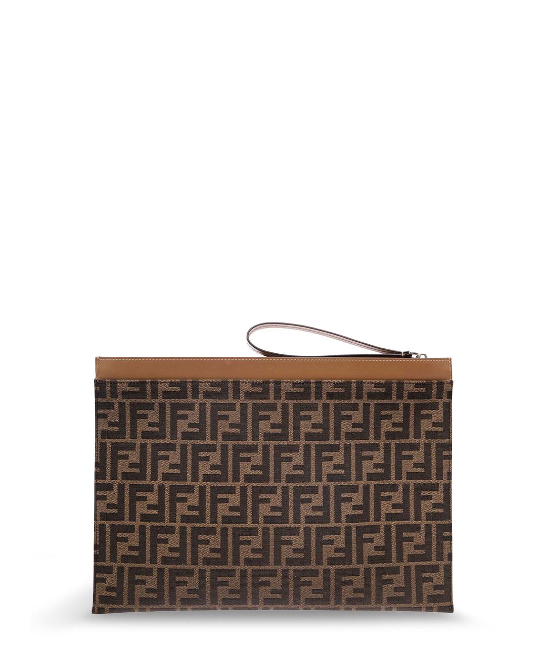 FENDI Коричневая жаккардовая папка для документов, фото 2