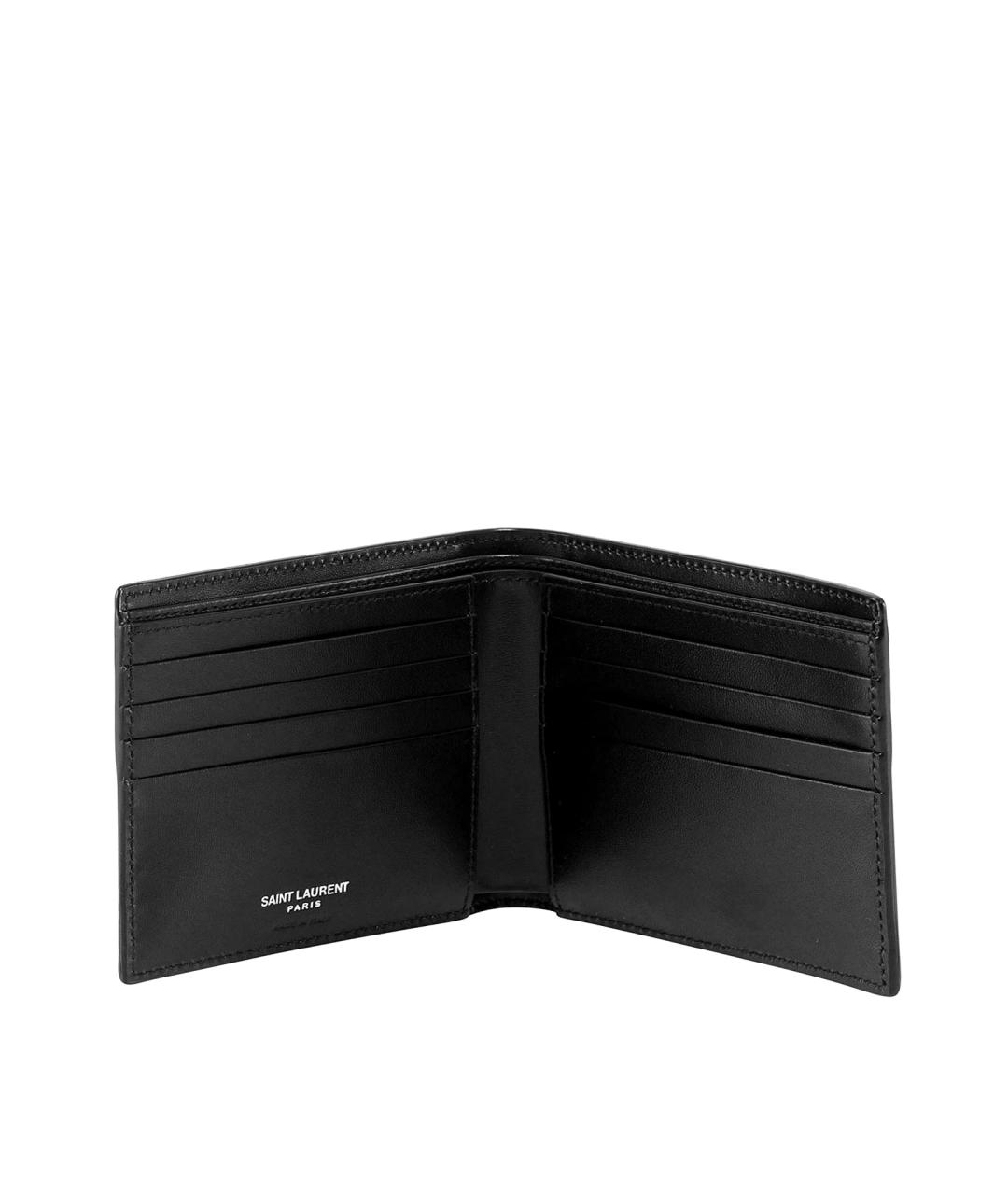 SAINT LAURENT Черный кожаный кошелек, фото 3