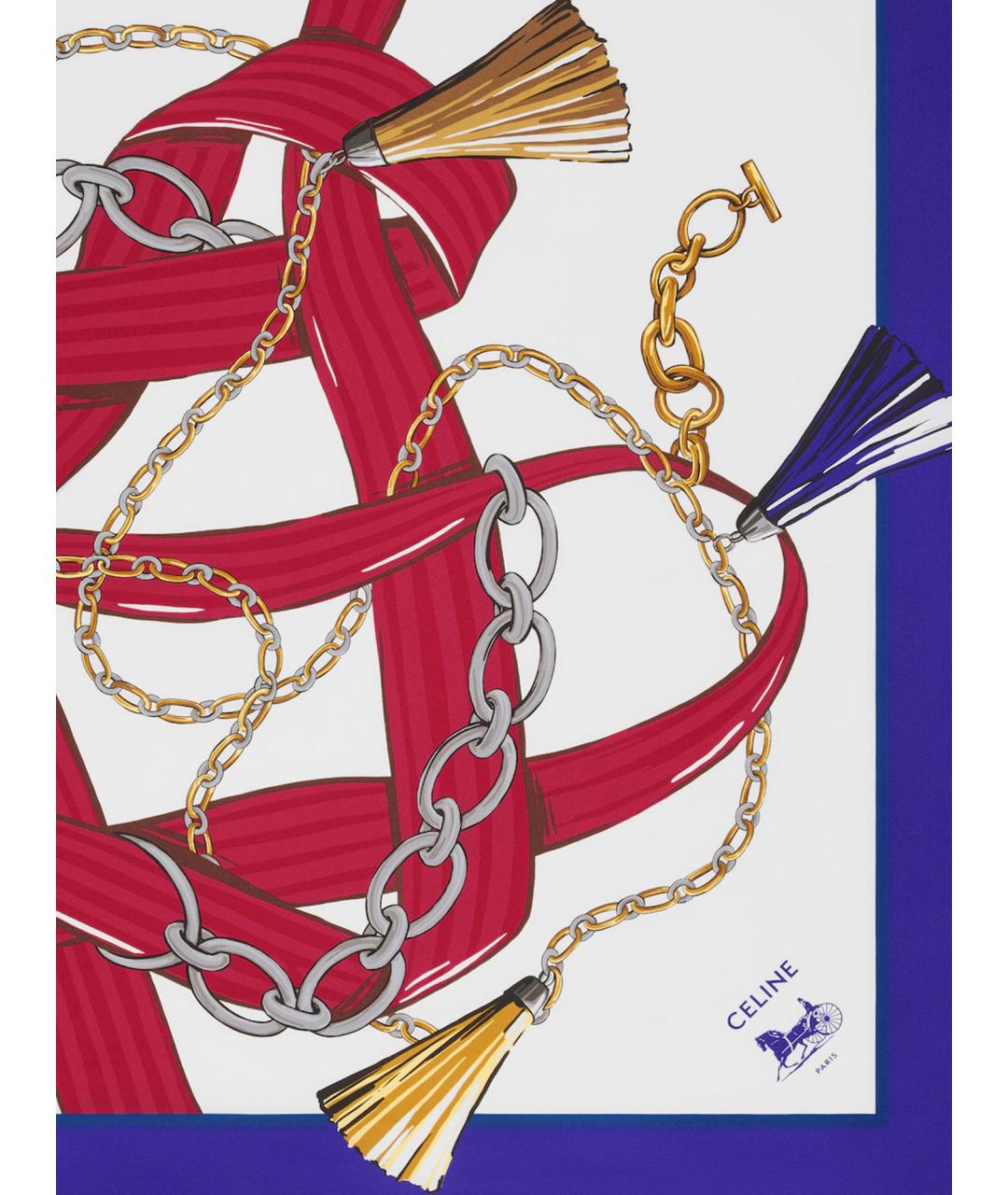 CELINE Синий шелковый платок, фото 2