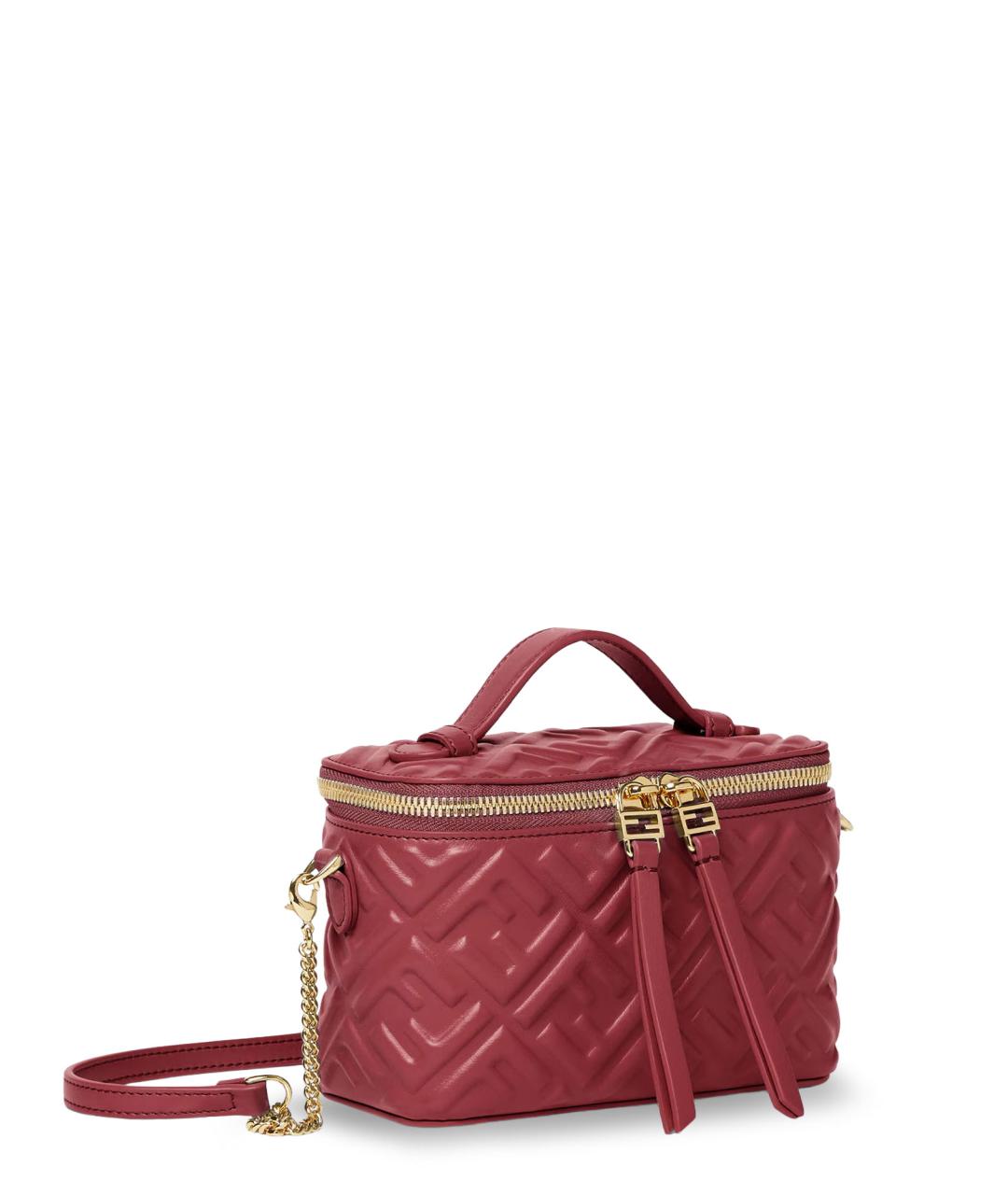 FENDI Бордовая кожаная сумка тоут, фото 3