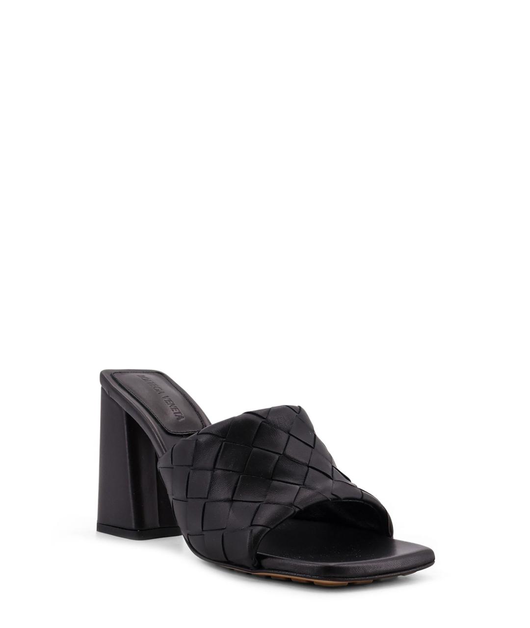 BOTTEGA VENETA Черные кожаные мюли, фото 2