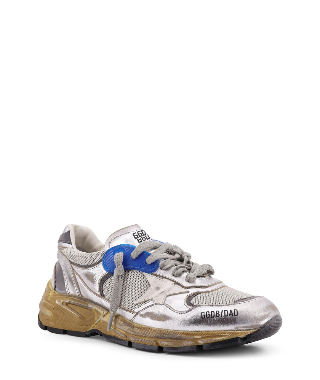 GOLDEN GOOSE DELUXE BRAND Серебряные кожаные кроссовки, фото 2