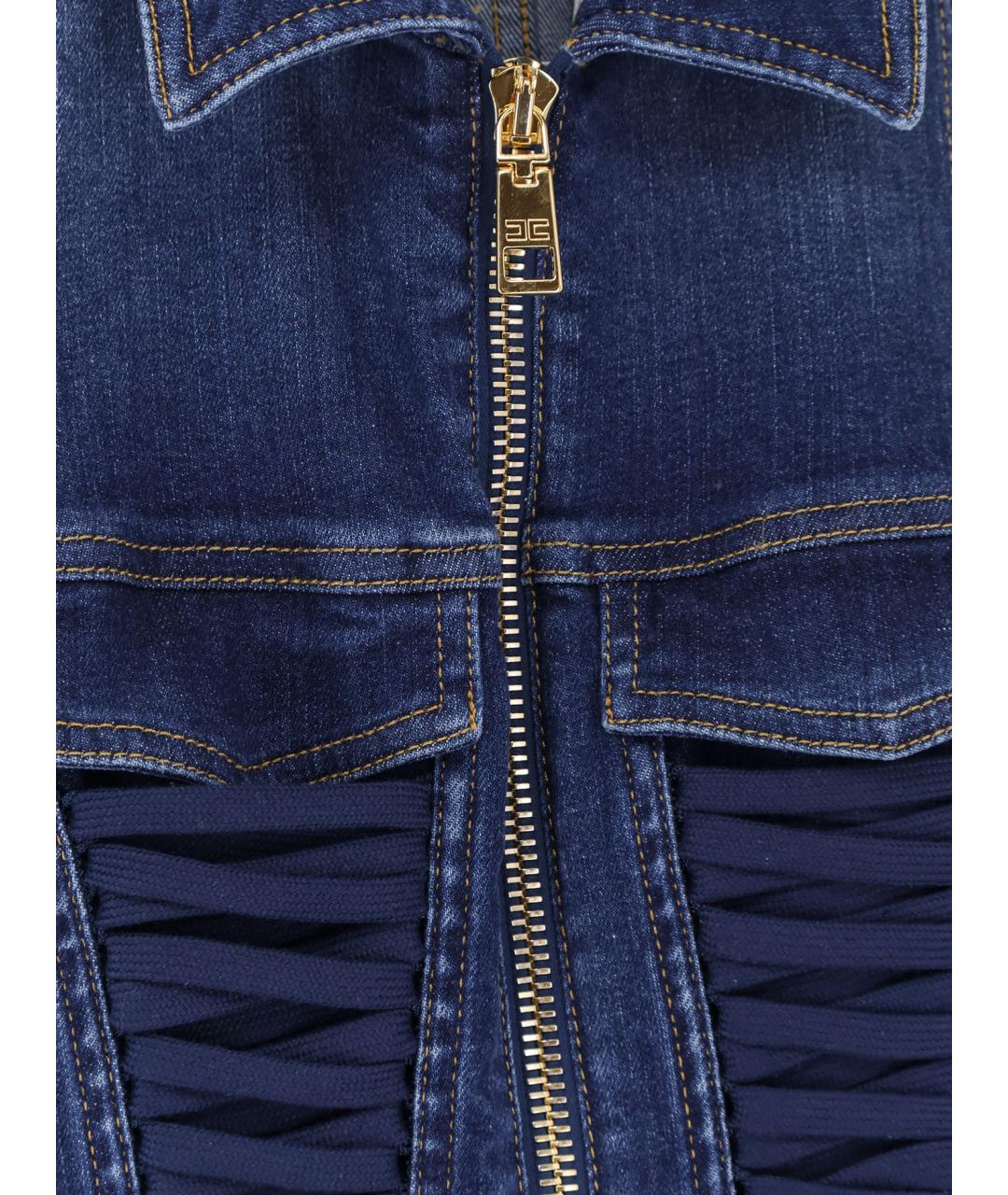 ELISABETTA FRANCHI Синий хлопковый комбинезон, фото 3