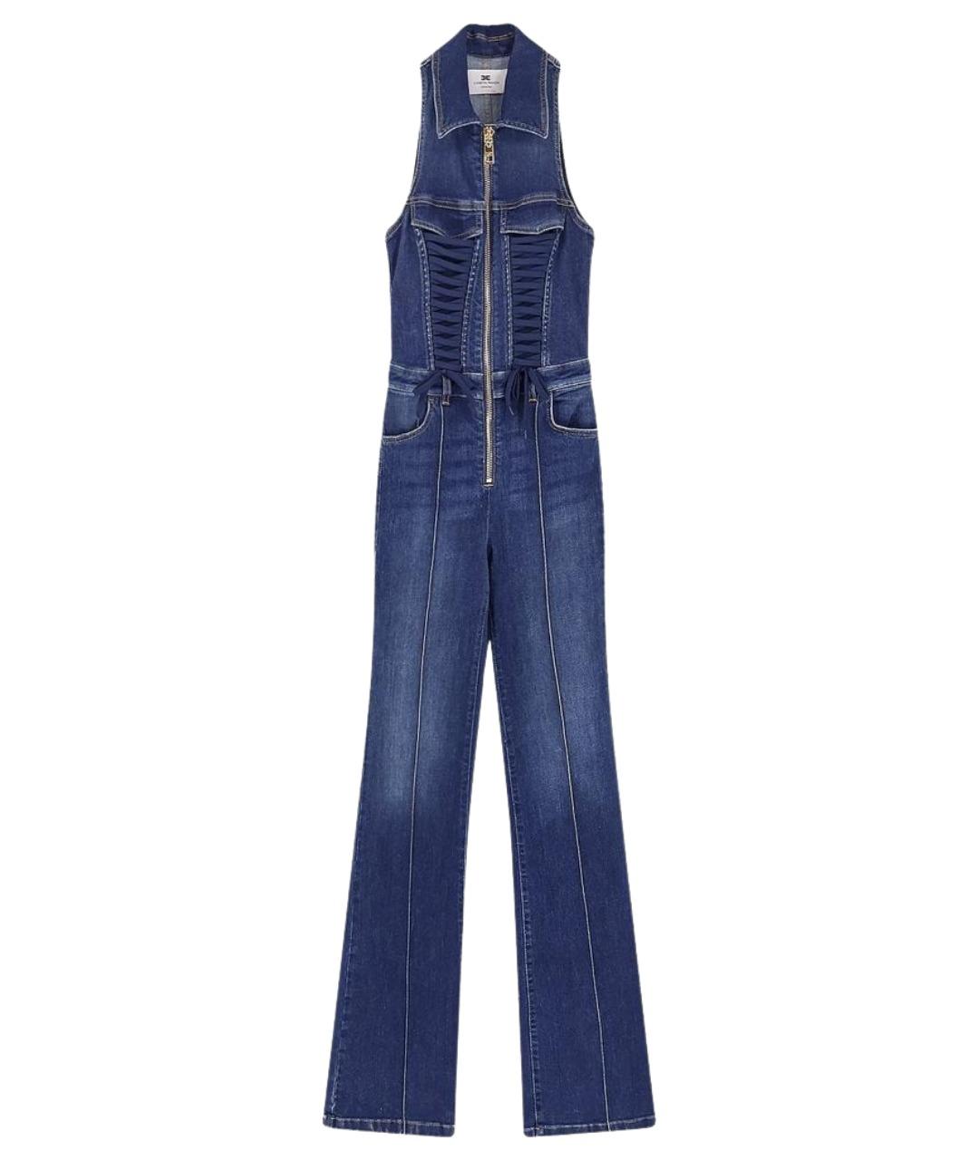 ELISABETTA FRANCHI Синий хлопковый комбинезон, фото 1