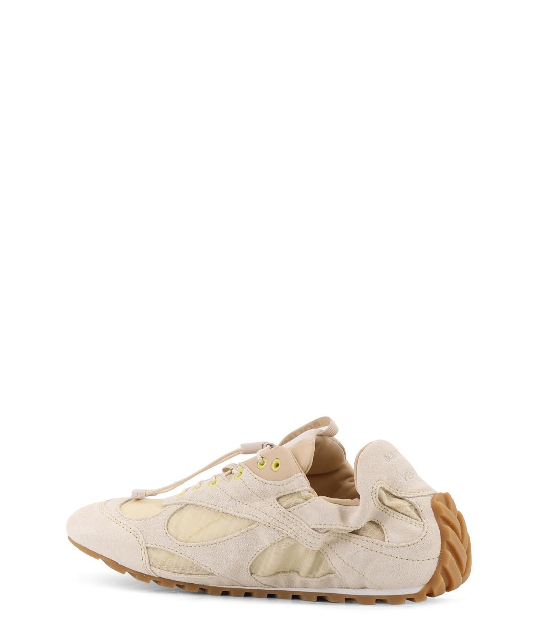 BOTTEGA VENETA Бежевые текстильные низкие кроссовки / кеды, фото 3