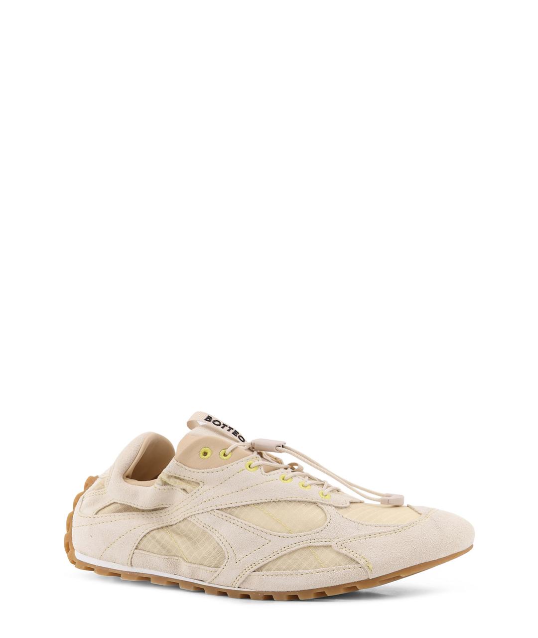 BOTTEGA VENETA Бежевые текстильные низкие кроссовки / кеды, фото 2