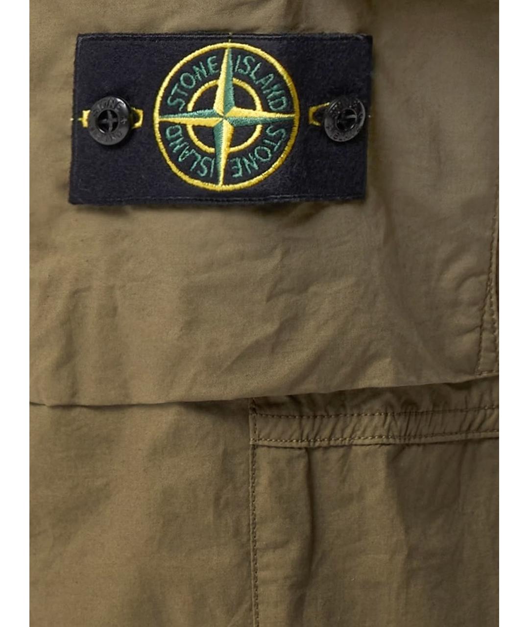 STONE ISLAND Хаки хлопко-эластановые повседневные брюки, фото 3