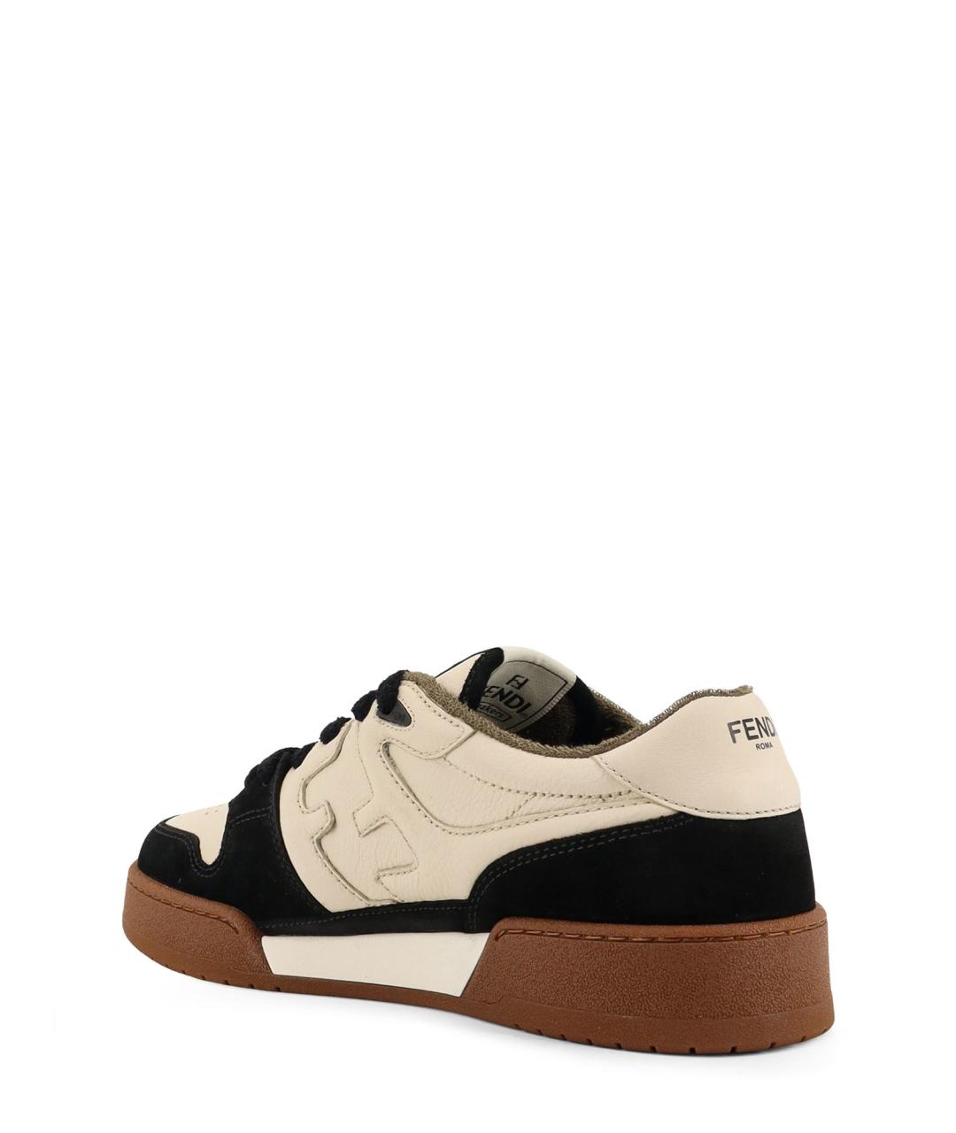 FENDI Бежевые кожаные низкие кроссовки / кеды, фото 3