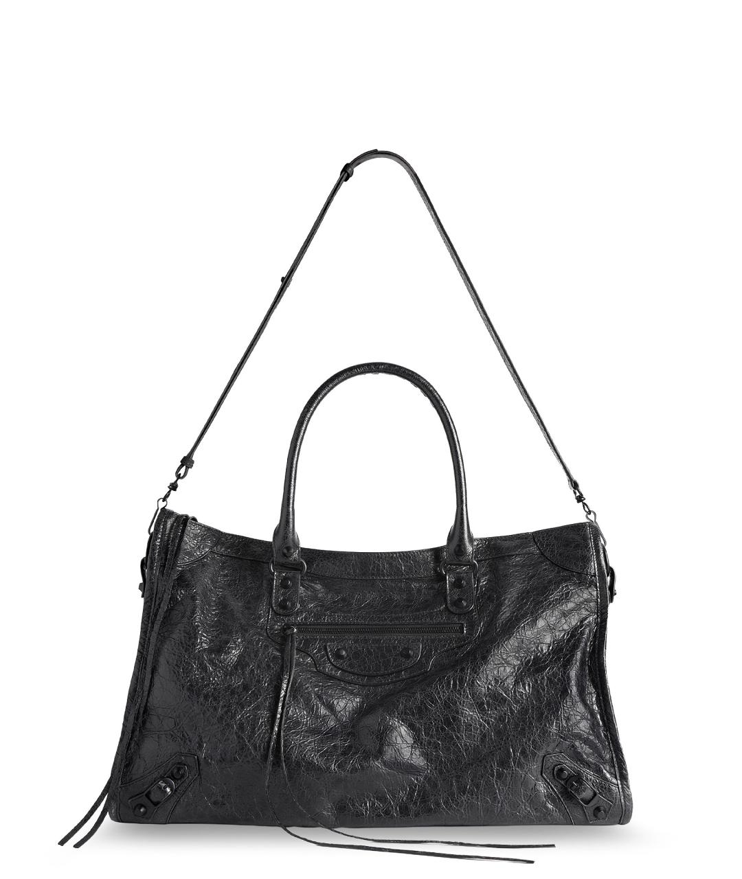 BALENCIAGA Черная кожаная сумка тоут, фото 3