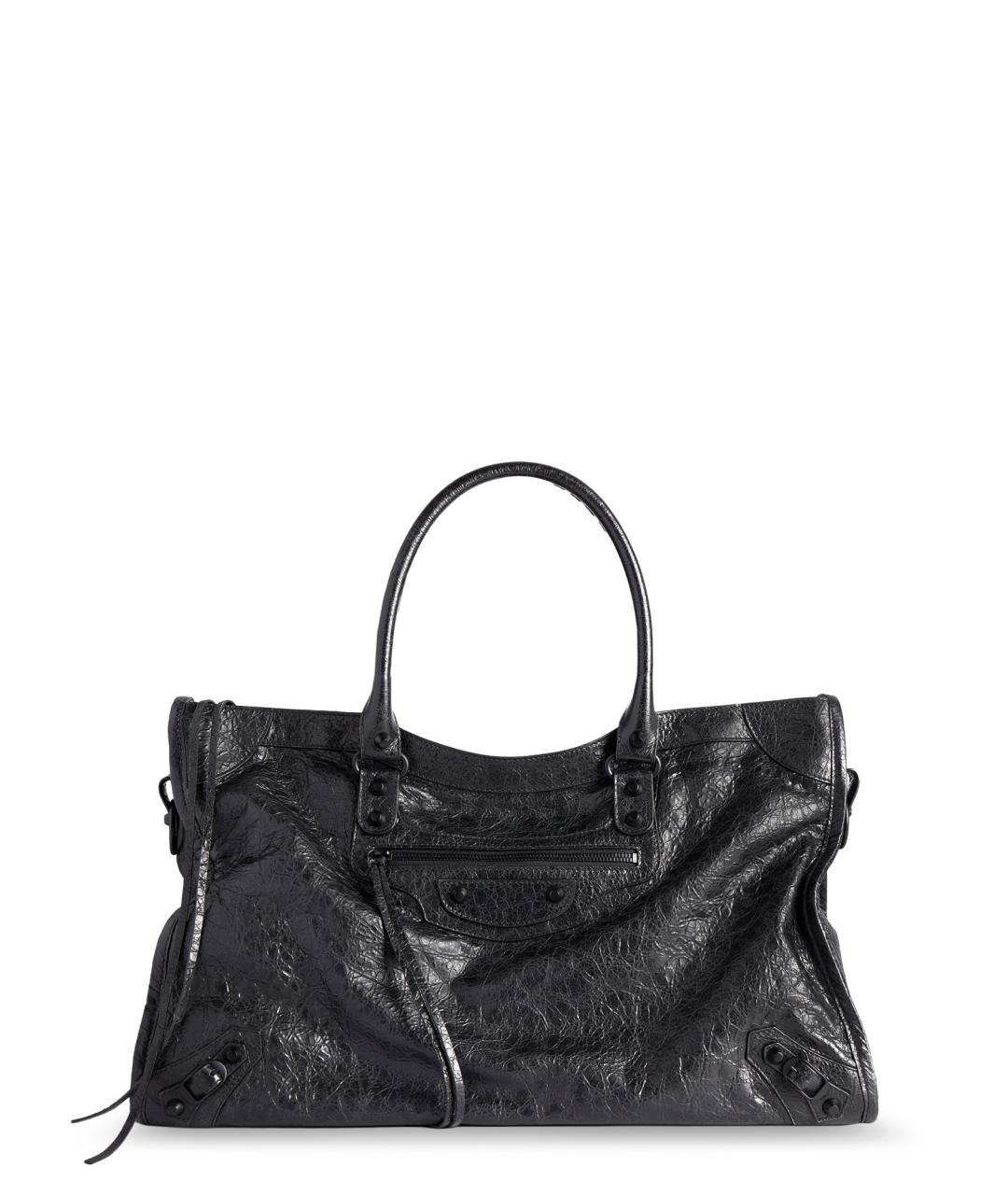 BALENCIAGA Черная кожаная сумка тоут, фото 1