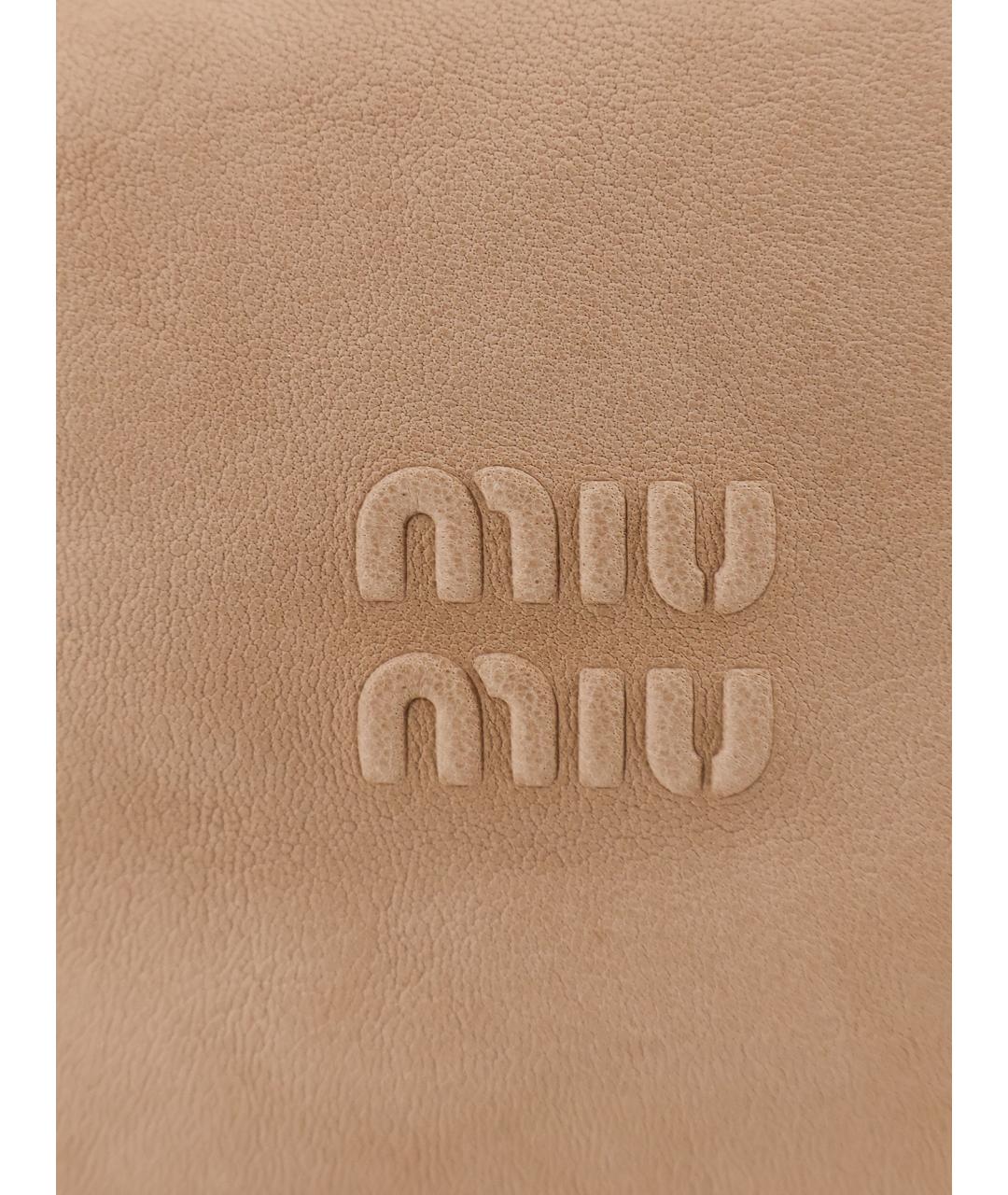 MIU MIU Бежевая кожаная сумка через плечо, фото 5