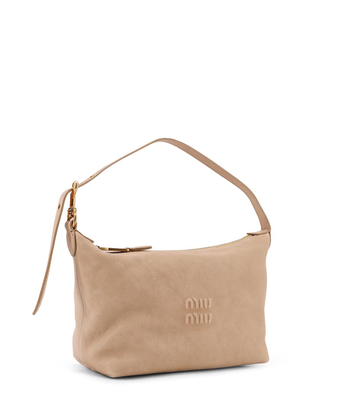 MIU MIU Бежевая кожаная сумка через плечо, фото 3