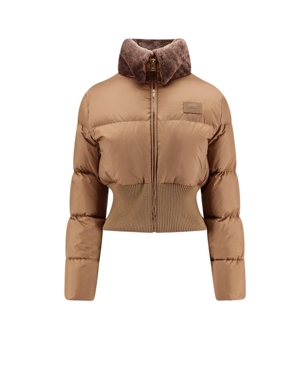 FENDI Бежевый полиэстеровый пуховик, фото 1