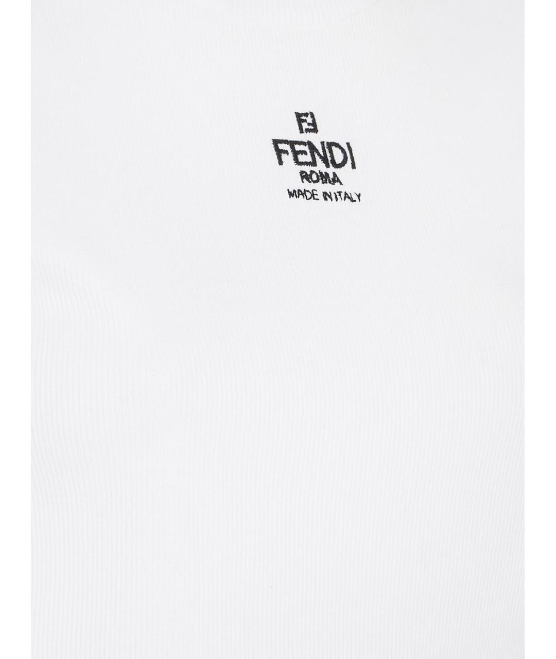 FENDI Белая хлопко-эластановая футболка, фото 3
