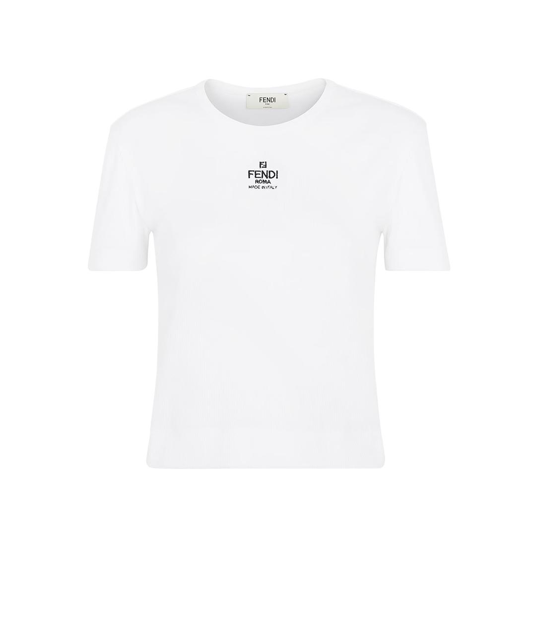 FENDI Белая хлопко-эластановая футболка, фото 1