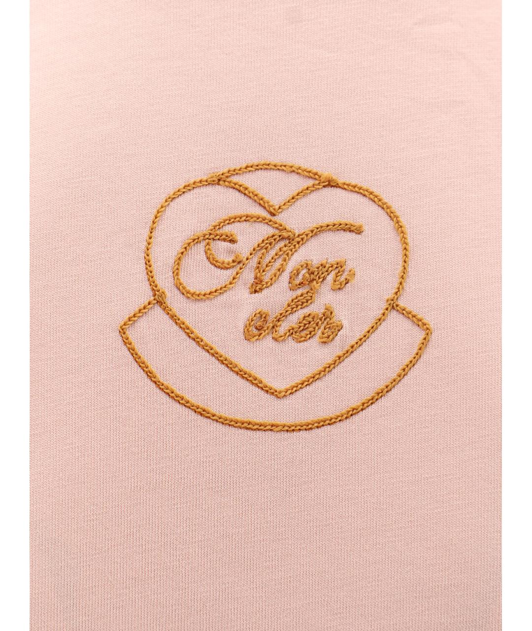 MONCLER Розовая хлопковая футболка, фото 3