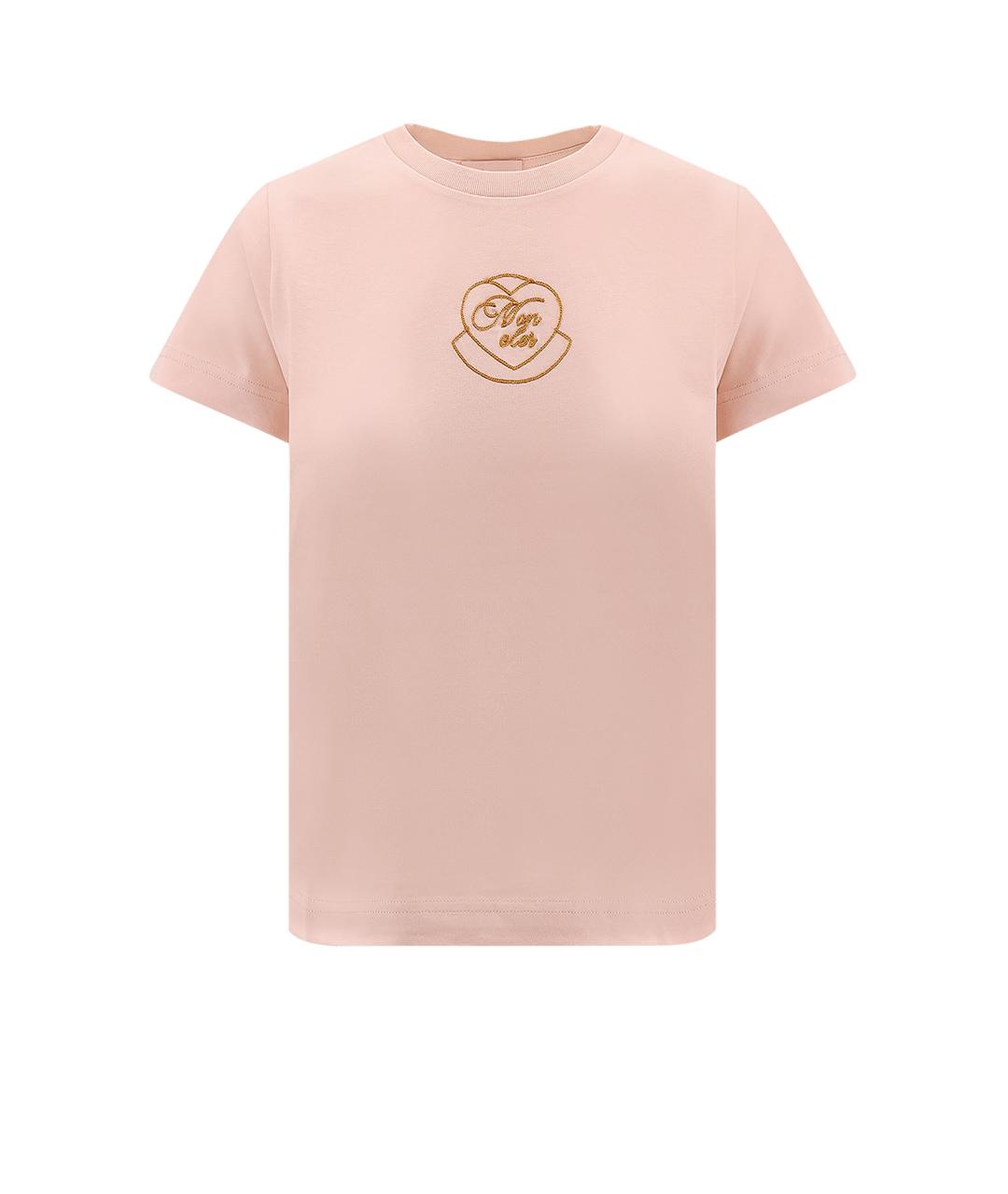 MONCLER Розовая хлопковая футболка, фото 1