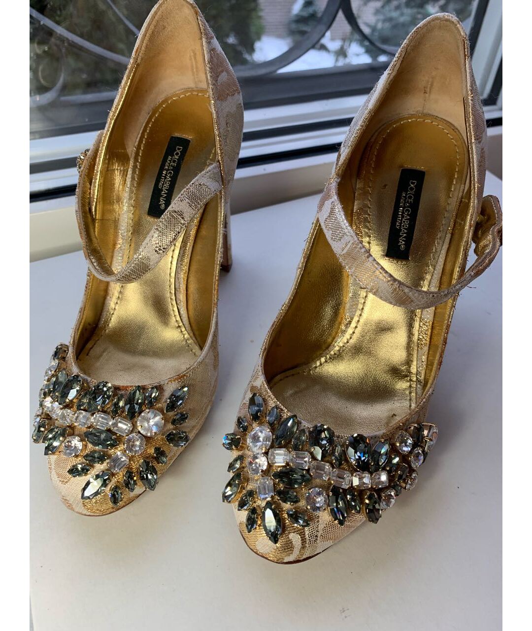 DOLCE&GABBANA Золотые текстильные туфли, фото 2
