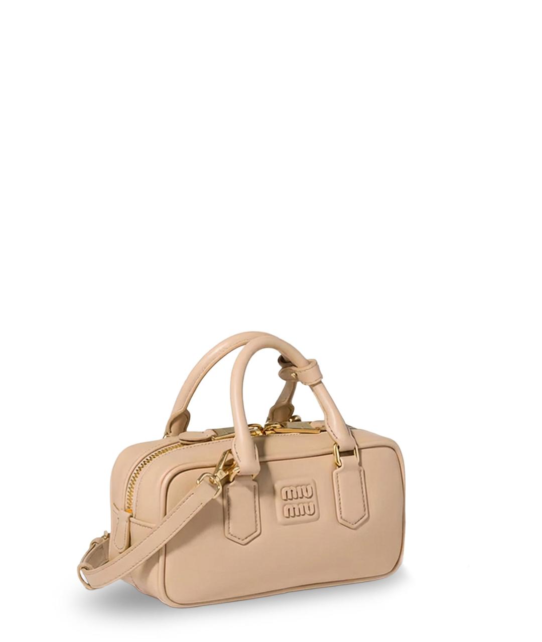 MIU MIU Бежевая кожаная сумка тоут, фото 3