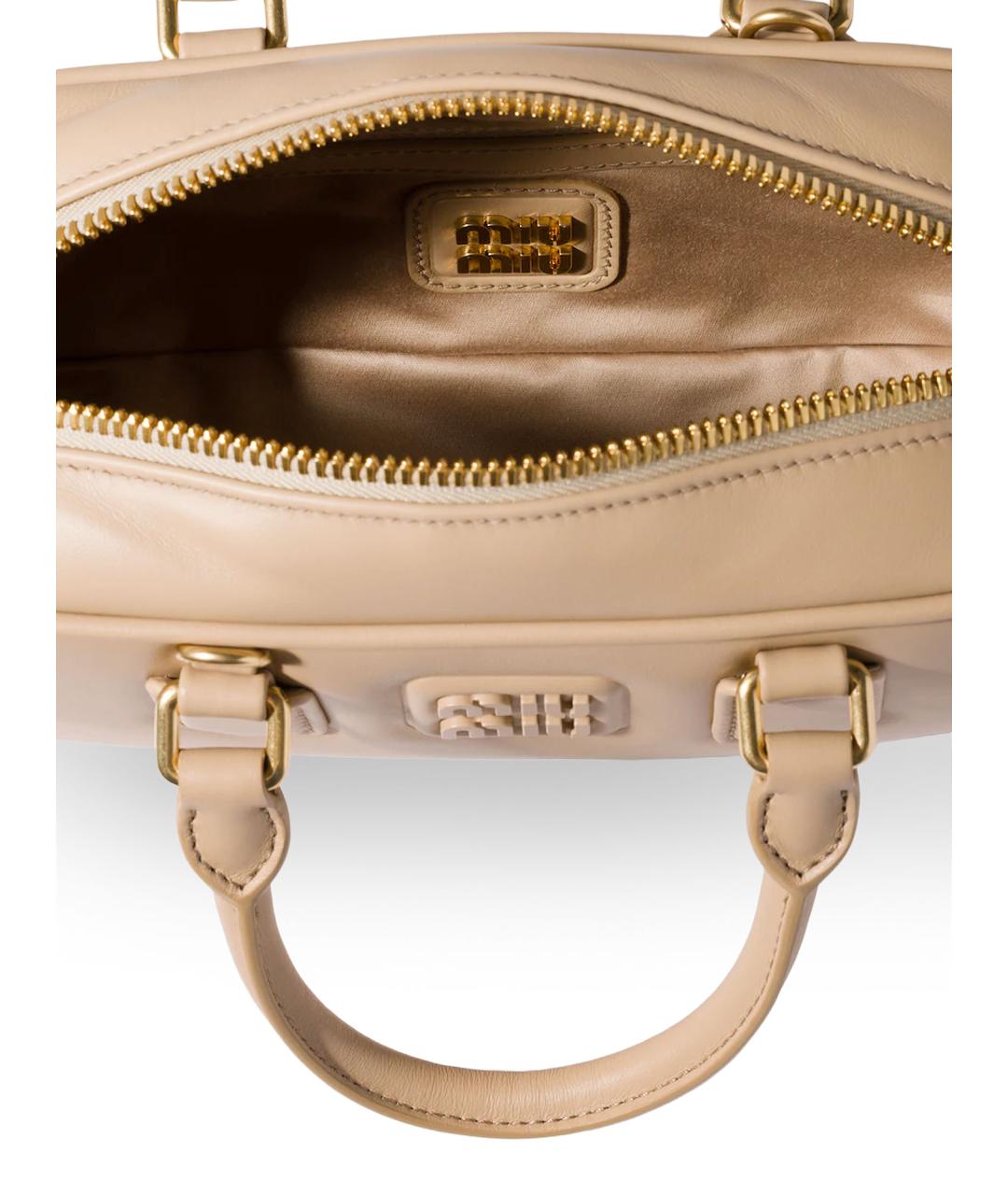 MIU MIU Бежевая кожаная сумка тоут, фото 4