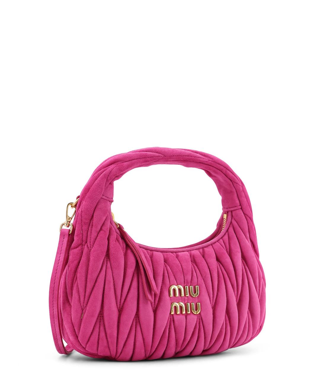 MIU MIU Розовая замшевая сумка с короткими ручками, фото 3