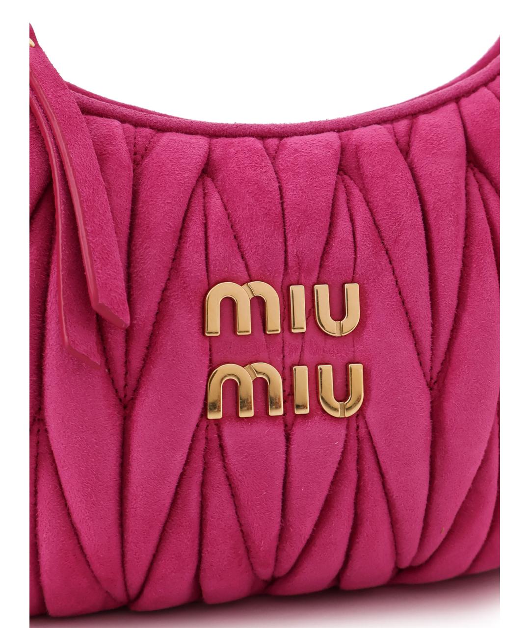 MIU MIU Розовая замшевая сумка с короткими ручками, фото 5