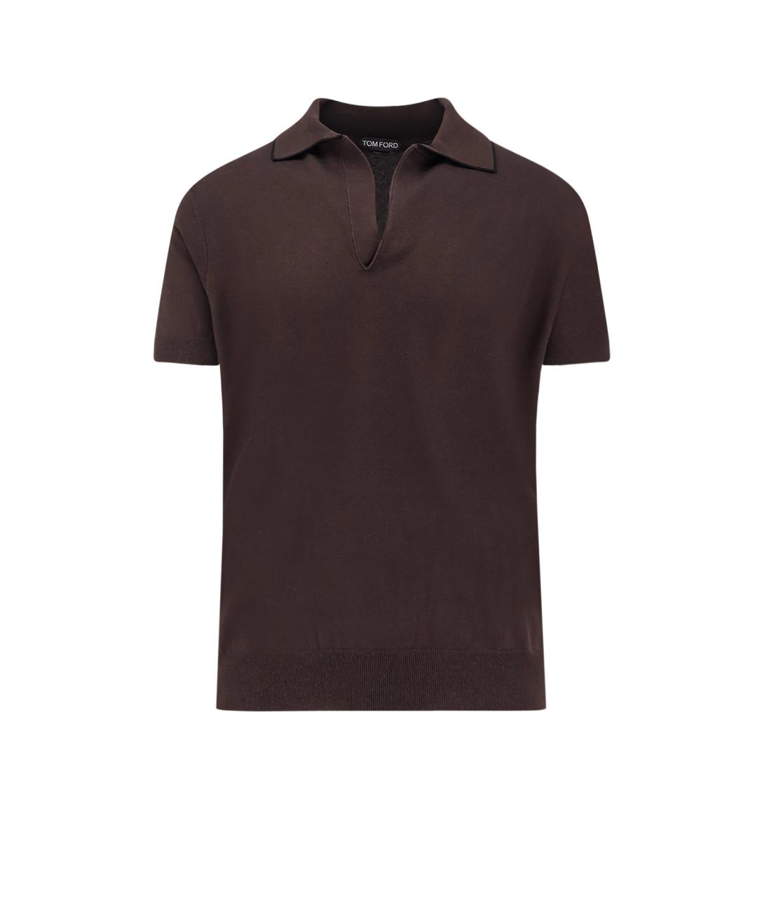 TOM FORD Коричневое хлопковое поло с коротким рукавом, фото 1