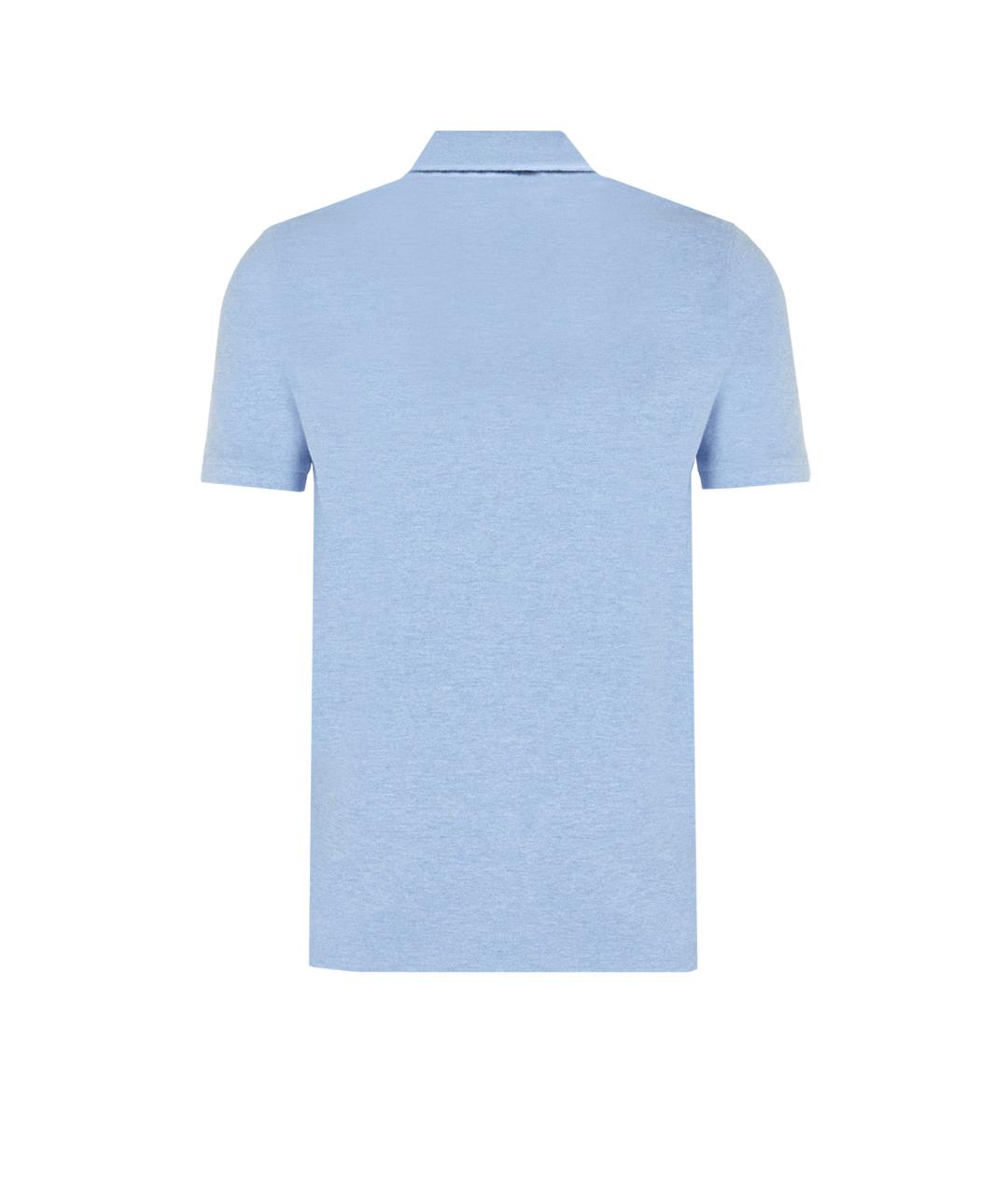 POLO RALPH LAUREN Голубое хлопковое поло с коротким рукавом, фото 2