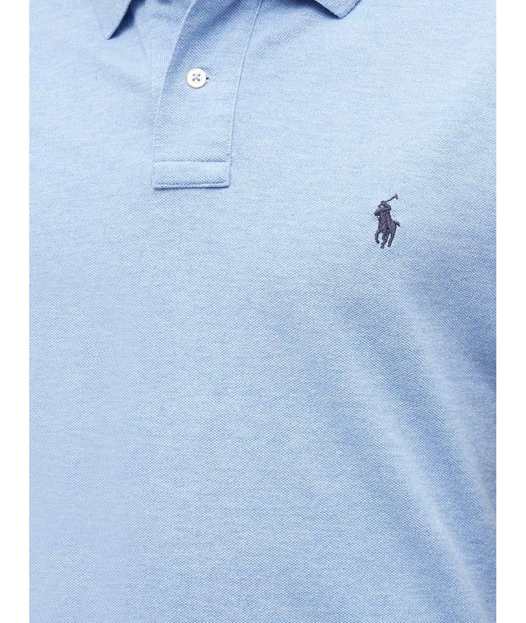 POLO RALPH LAUREN Голубое хлопковое поло с коротким рукавом, фото 3