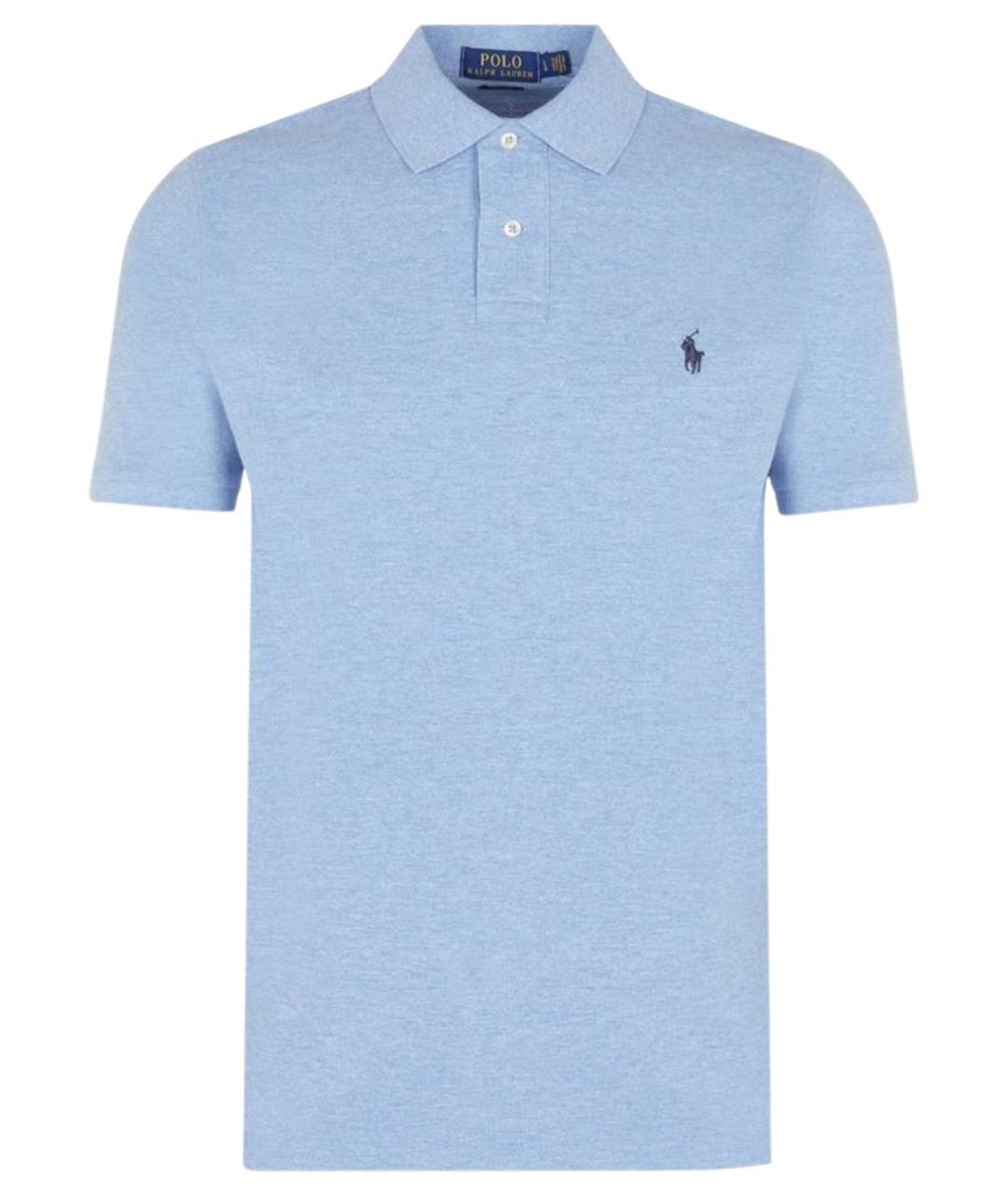 POLO RALPH LAUREN Голубое хлопковое поло с коротким рукавом, фото 1