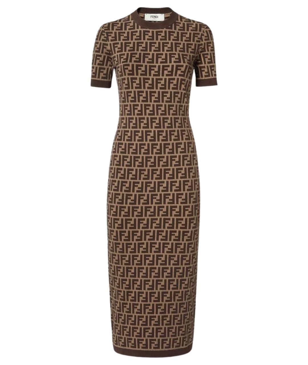 FENDI Коричневое хлопковое повседневное платье, фото 1