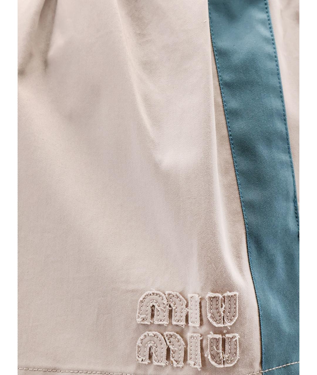 MIU MIU Серая хлопковая юбка мини, фото 3