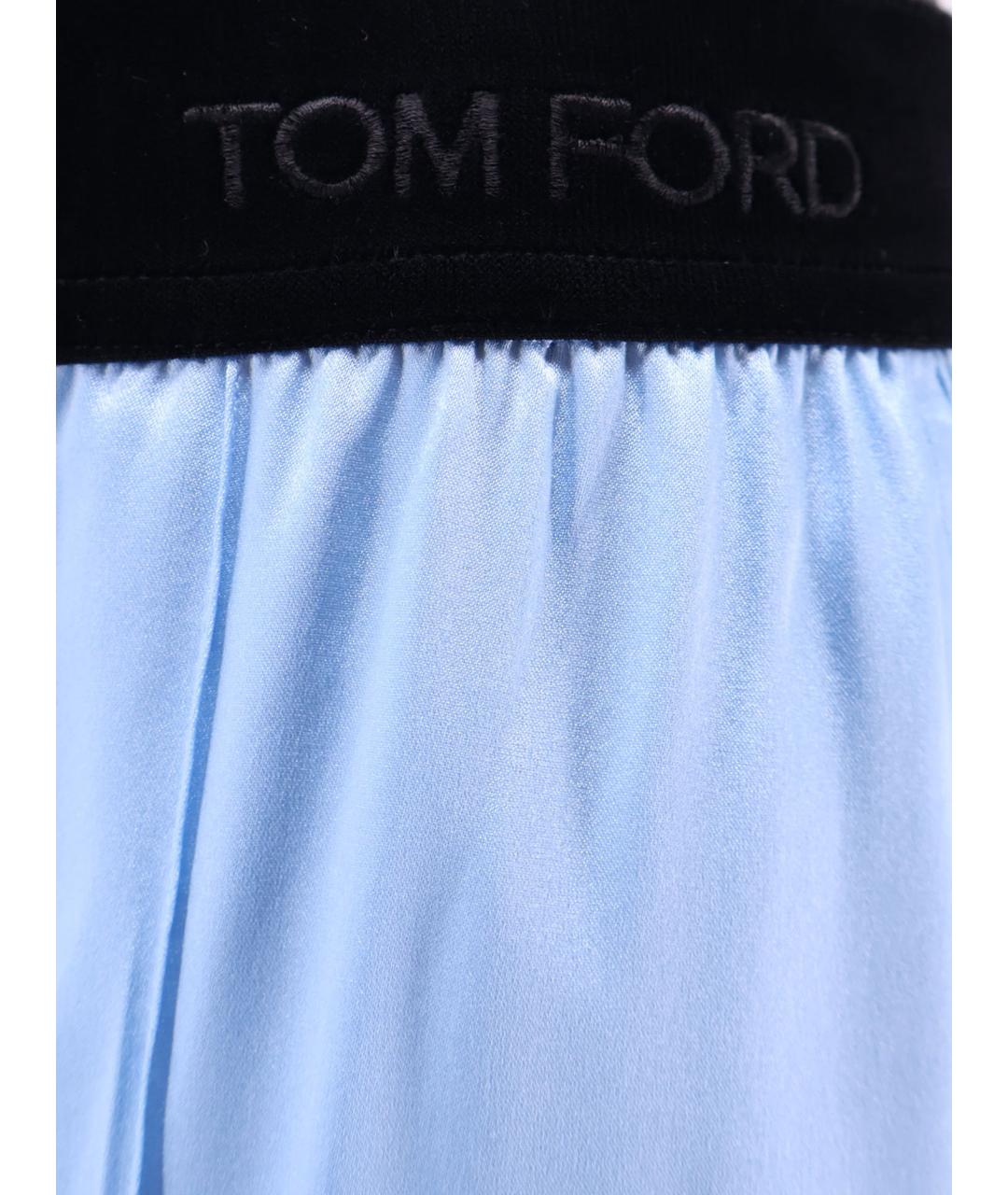 TOM FORD Голубые шелковые прямые брюки, фото 3