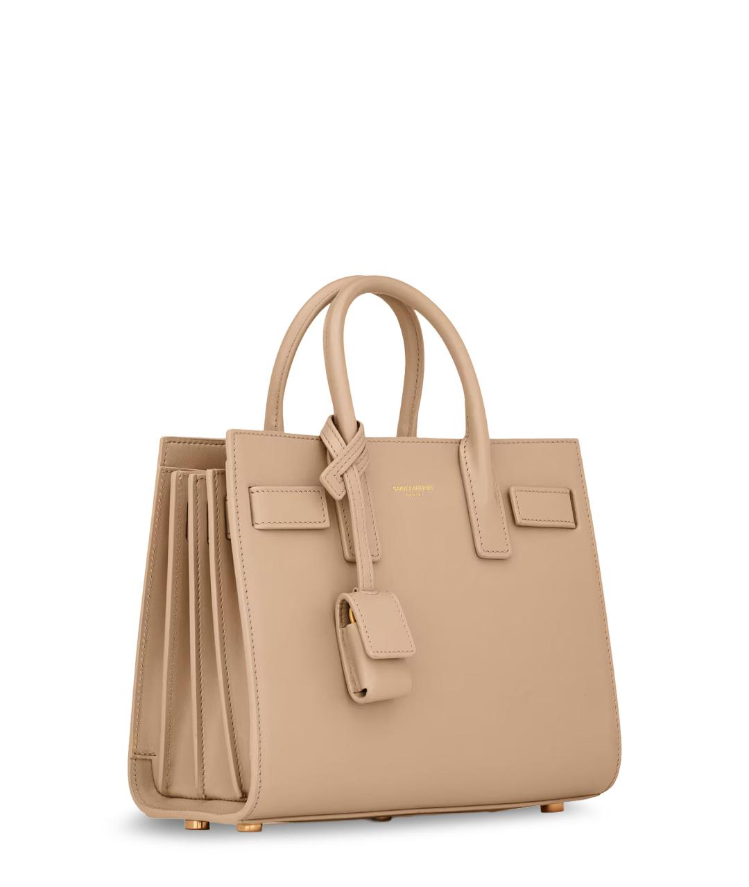 SAINT LAURENT Бежевая кожаная сумка тоут, фото 3