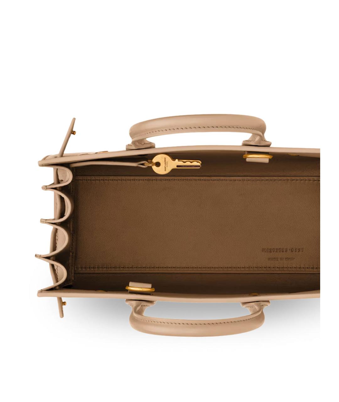 SAINT LAURENT Бежевая кожаная сумка тоут, фото 4