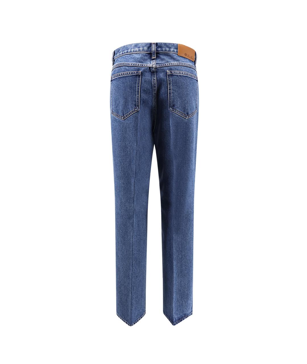 LORO PIANA Голубые хлопковые прямые джинсы, фото 2