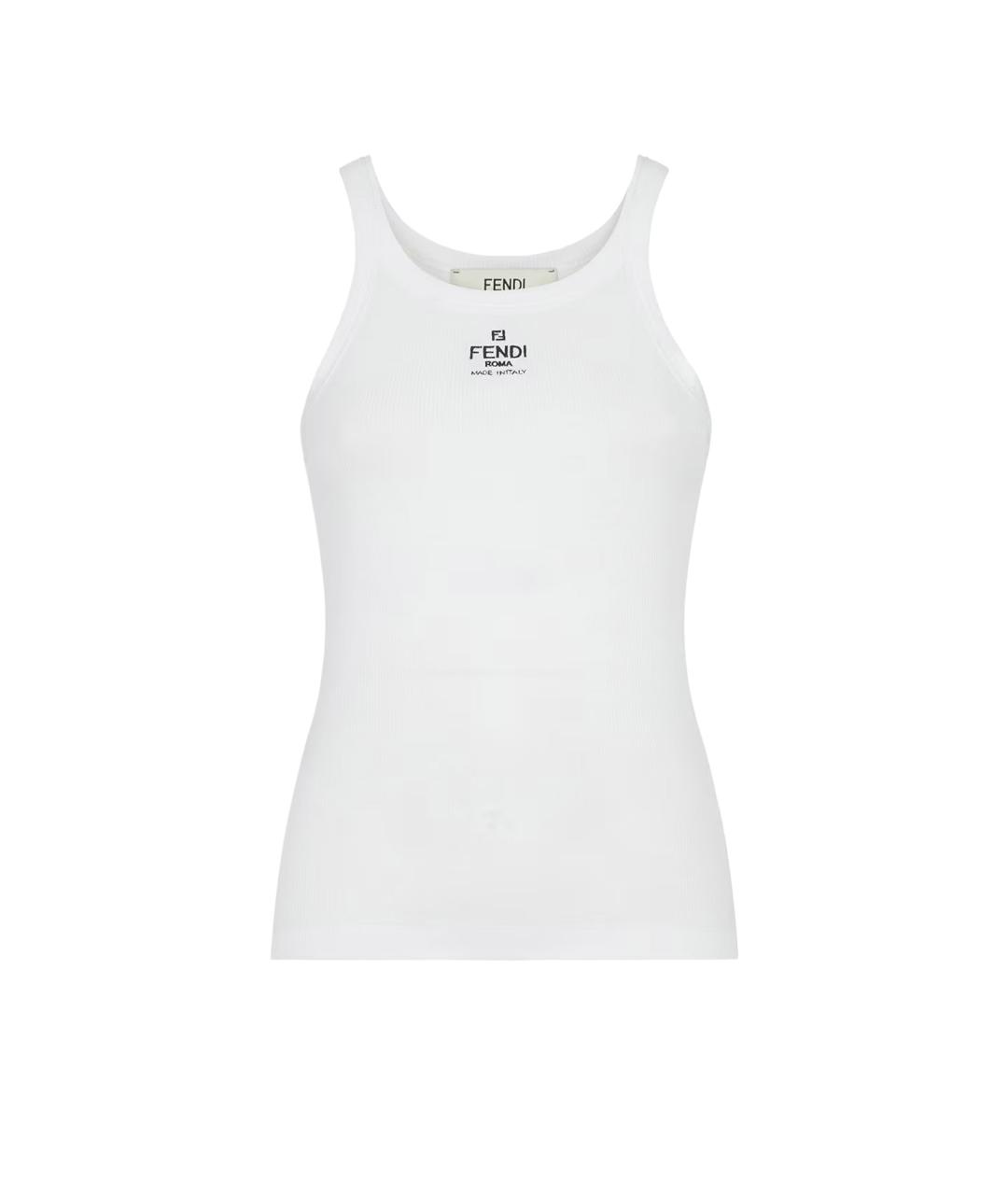 FENDI Белая хлопко-эластановая майка, фото 1