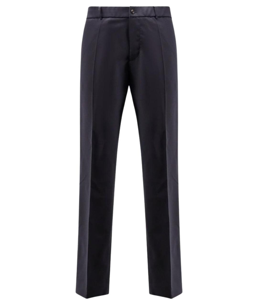MONCLER Темно-синие шерстяные классические брюки, фото 1
