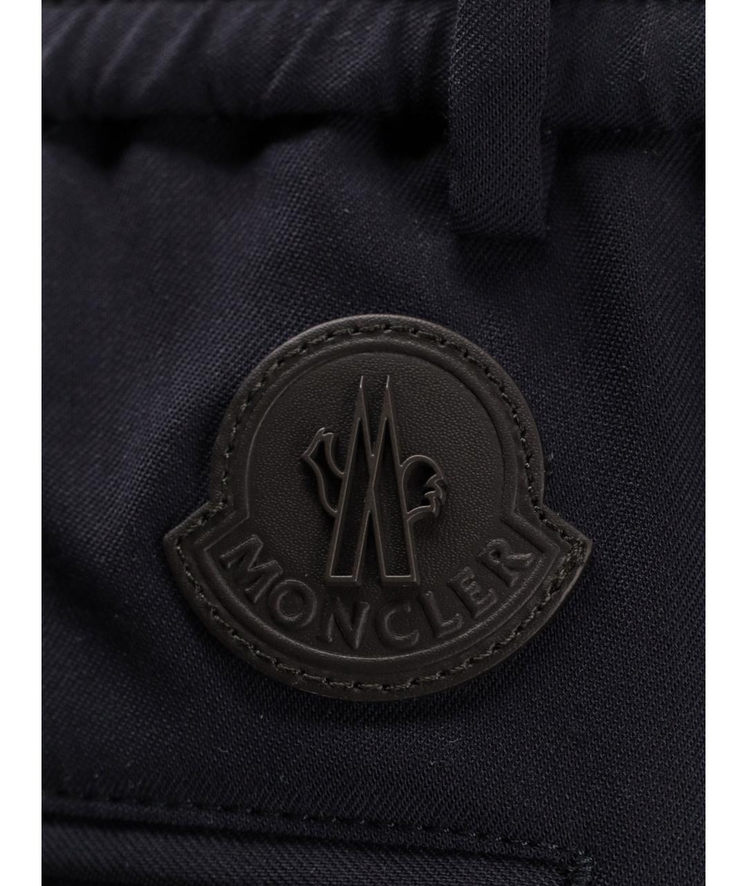 MONCLER Темно-синие шерстяные классические брюки, фото 3