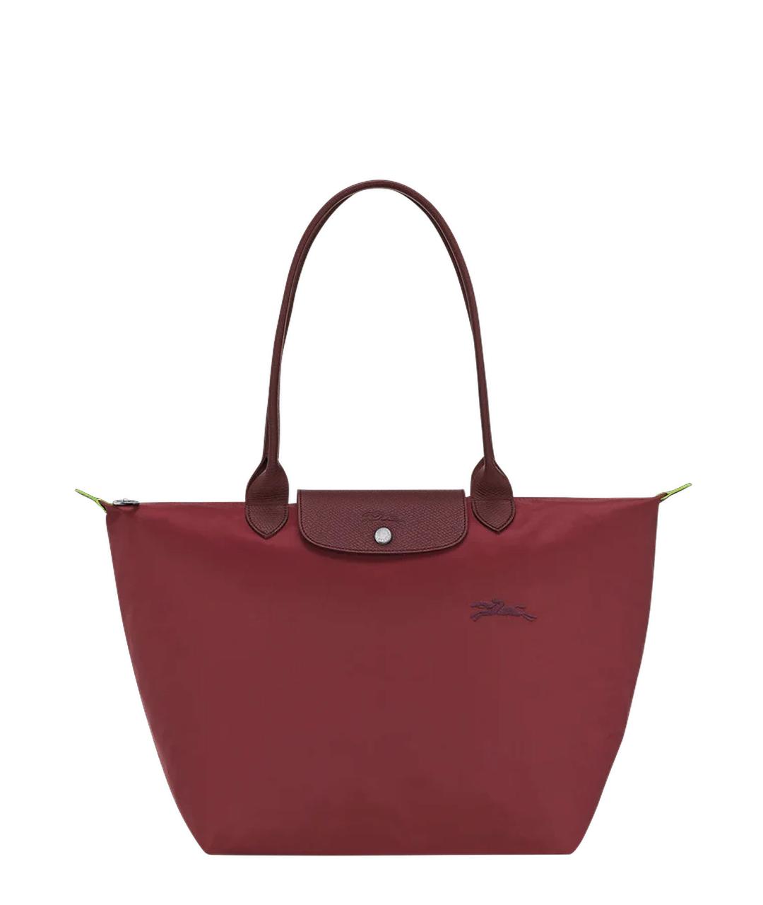 LONGCHAMP Бордовая тканевая сумка тоут, фото 1