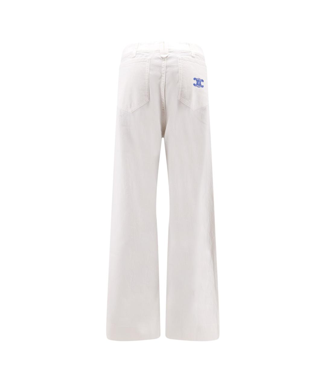 CELINE Белые хлопковые джинсы клеш, фото 2