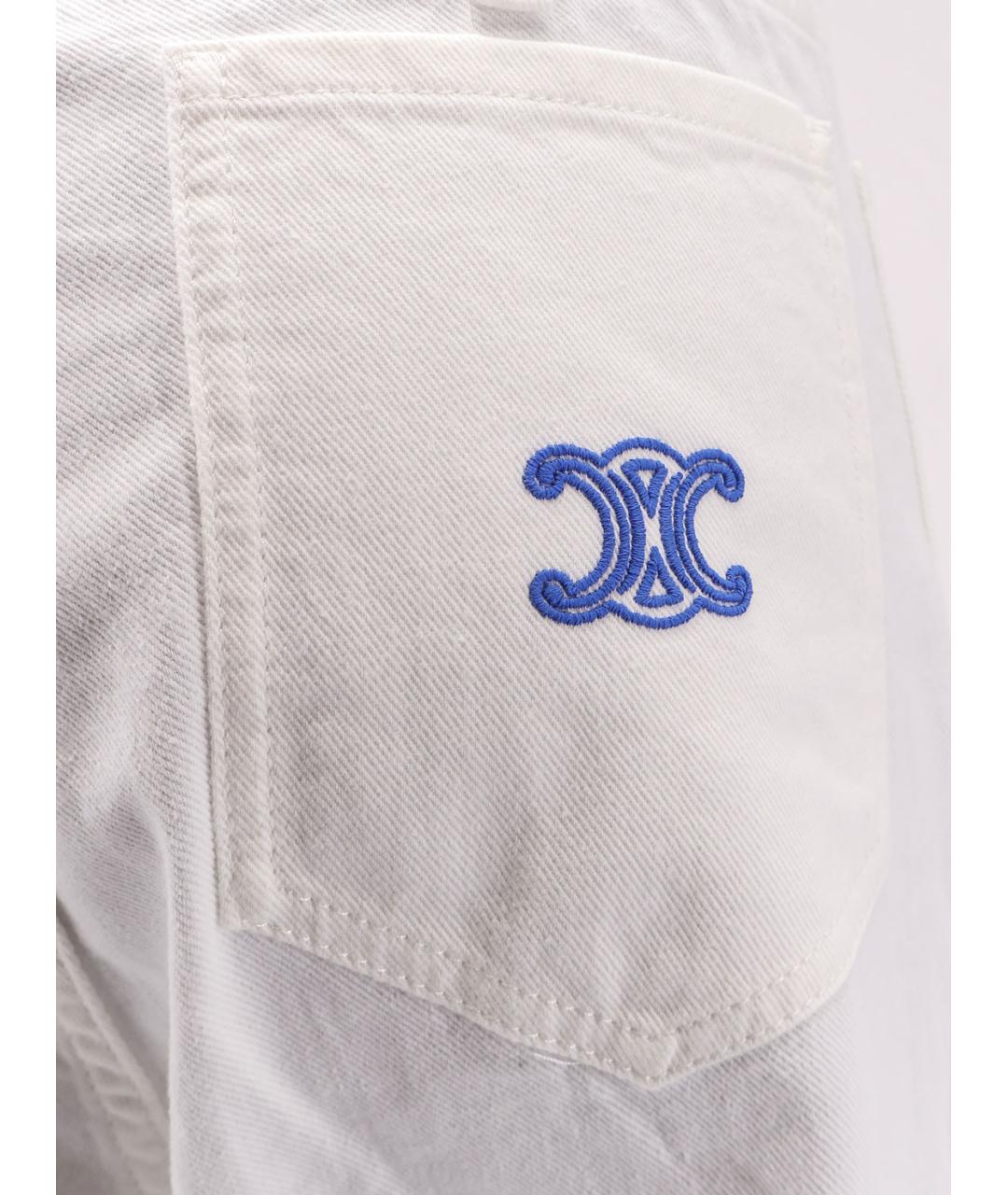 CELINE Белые хлопковые джинсы клеш, фото 3