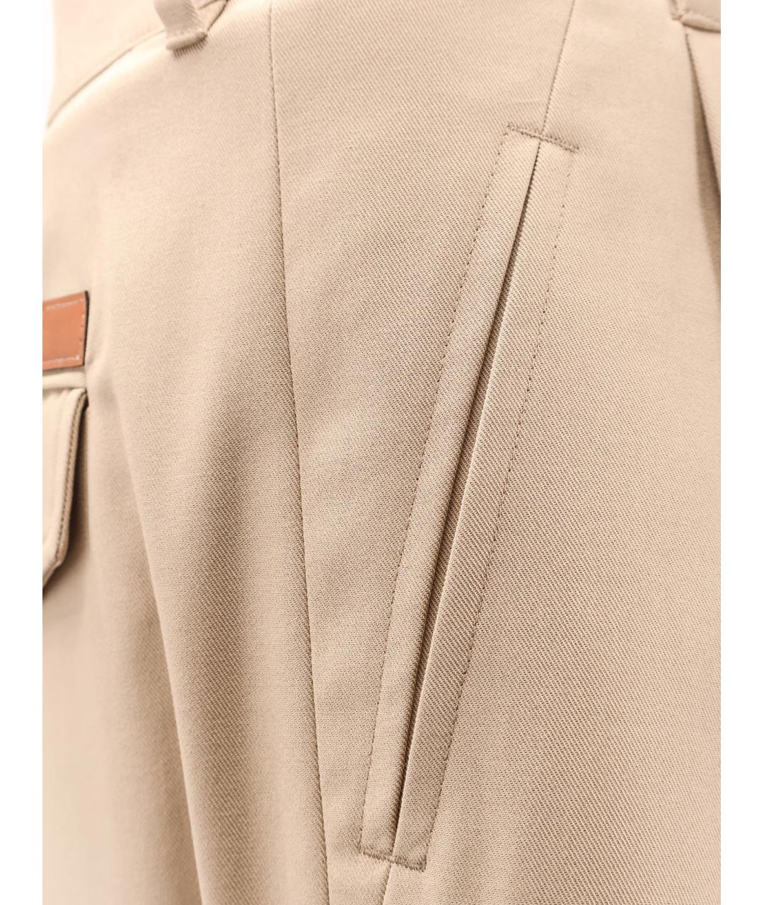 CELINE Бежевые хлопковые повседневные брюки, фото 3