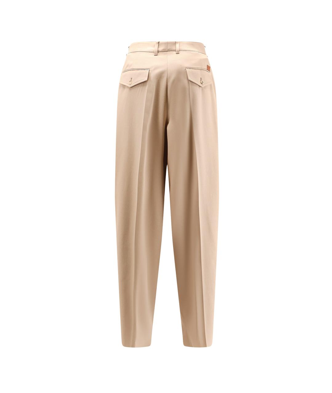 CELINE Бежевые хлопковые повседневные брюки, фото 2