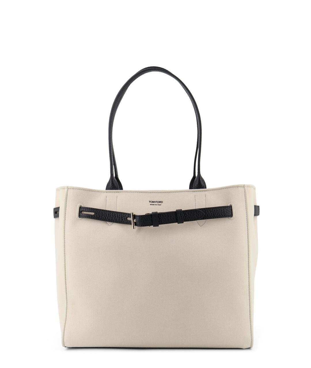 TOM FORD Бежевая тканевая сумка тоут, фото 1