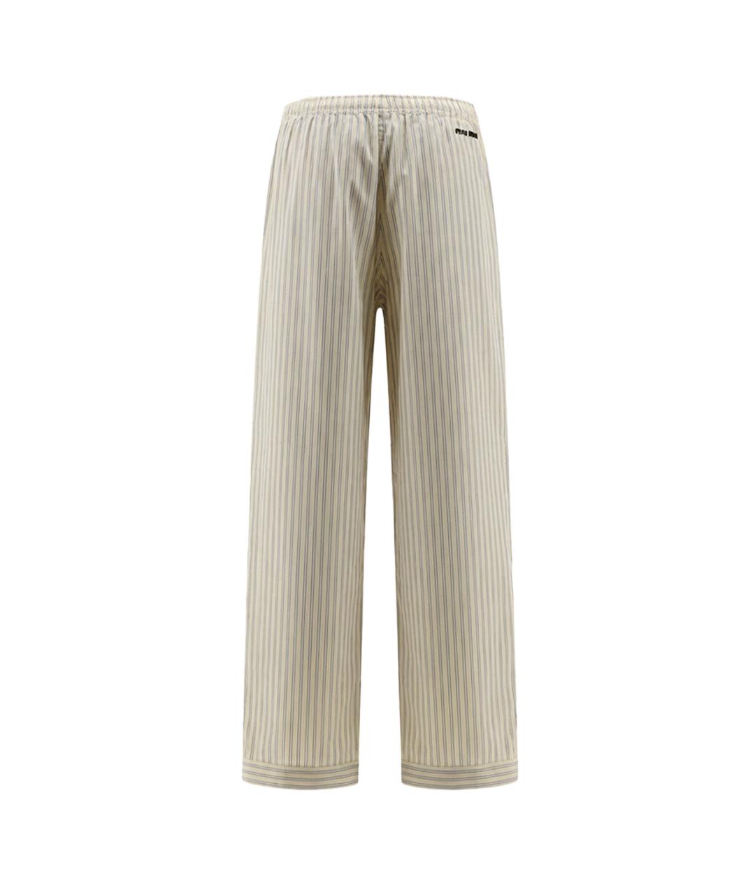 MIU MIU Бежевые хлопковые брюки широкие, фото 2