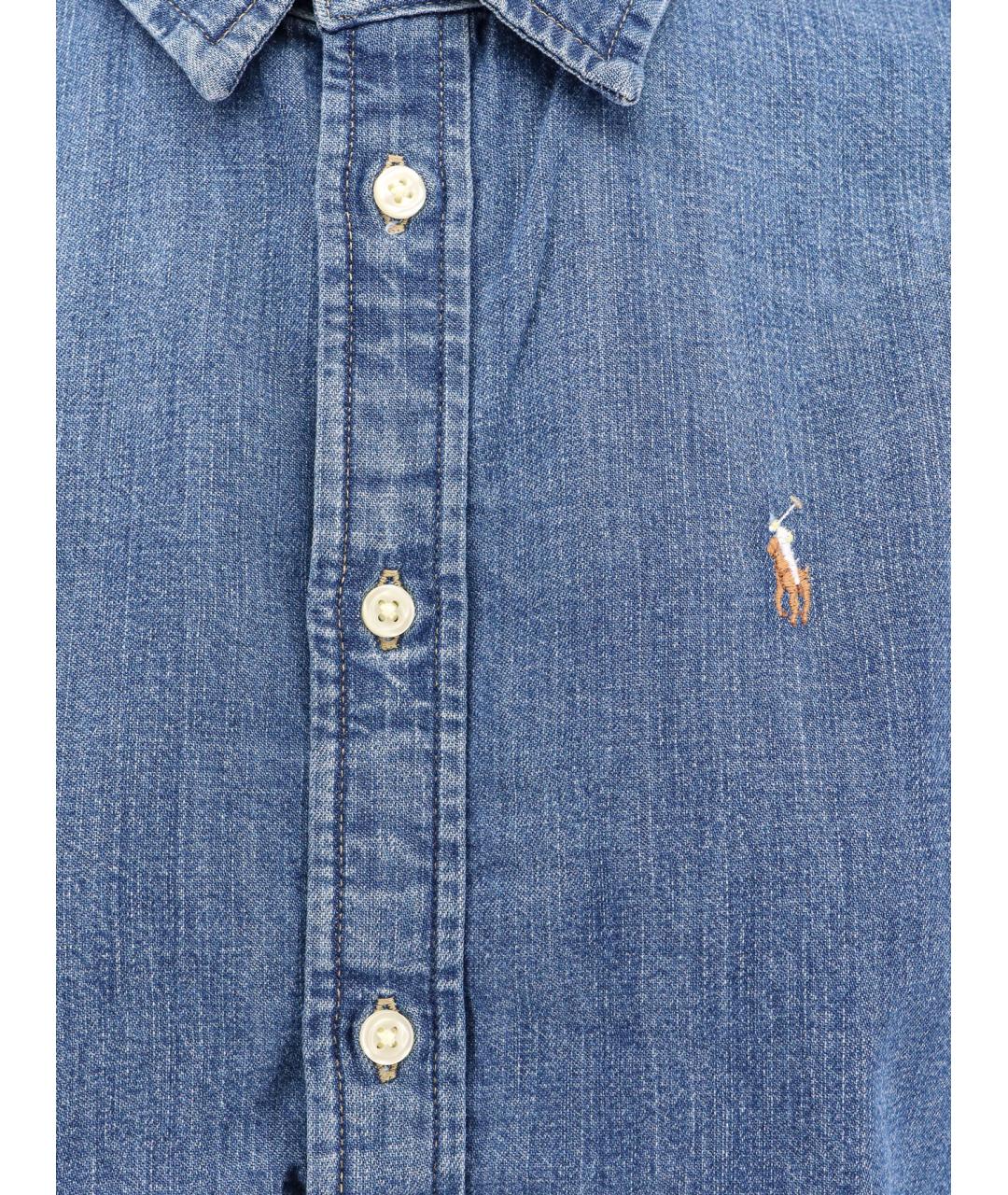 POLO RALPH LAUREN Синяя хлопковая кэжуал рубашка, фото 3